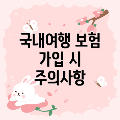 국내여행 보험 가입 시 주의사항