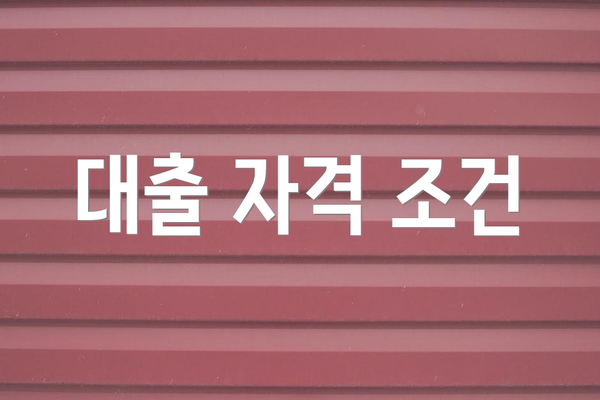 대출 자격 조건