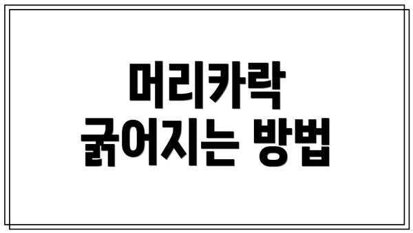 머리카락 굵어지는 방법