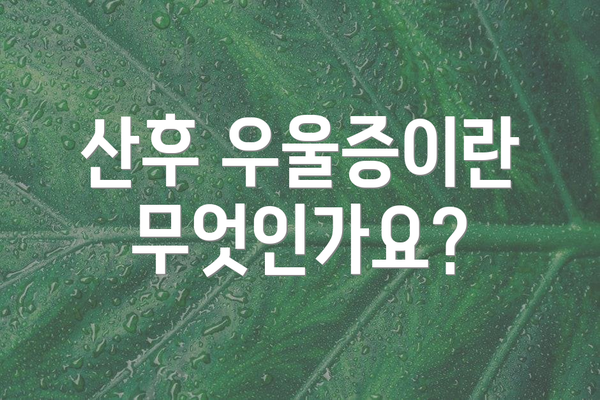 산후 우울증이란 무엇인가요?