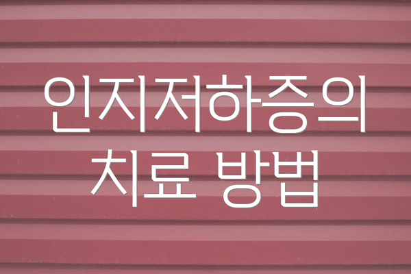 인지저하증의 치료 방법
