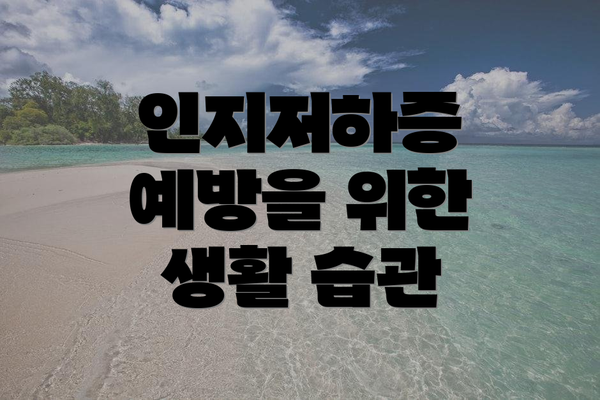 인지저하증 예방을 위한 생활 습관
