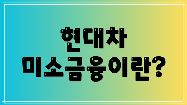현대차 미소금융이란?