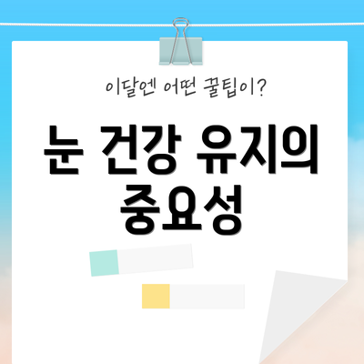 눈 건강 유지의 중요성