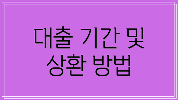 대출 기간 및 상환 방법