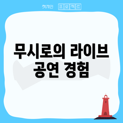 무시로의 라이브 공연 경험