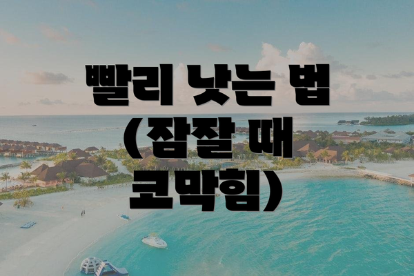 빨리 낫는 법 (잠잘 때 코막힘)