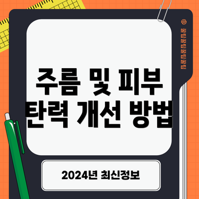 주름 및 피부 탄력 개선 방법