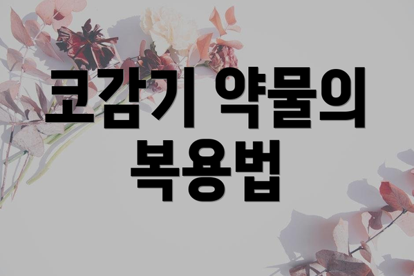 코감기 약물의 복용법