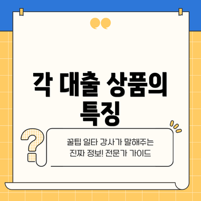 각 대출 상품의 특징