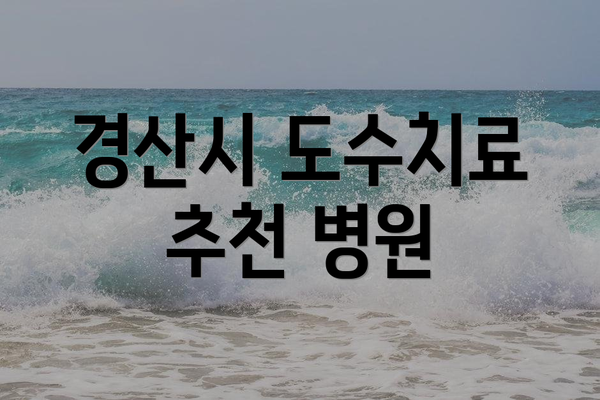 경산시 도수치료 추천 병원