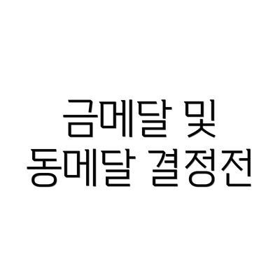 금메달 및 동메달 결정전