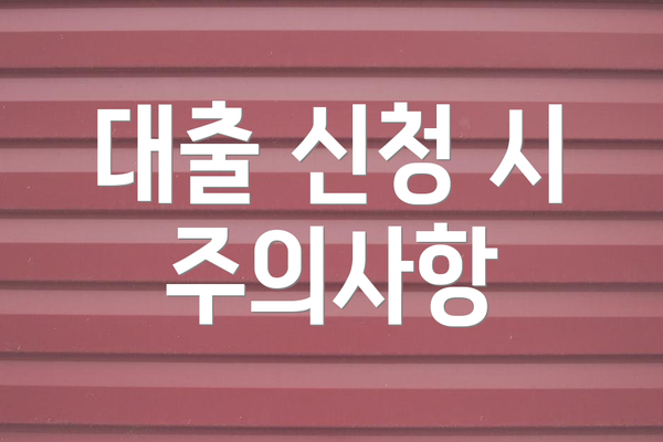대출 신청 시 주의사항