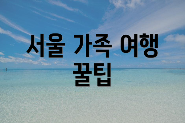 서울 가족 여행 꿀팁