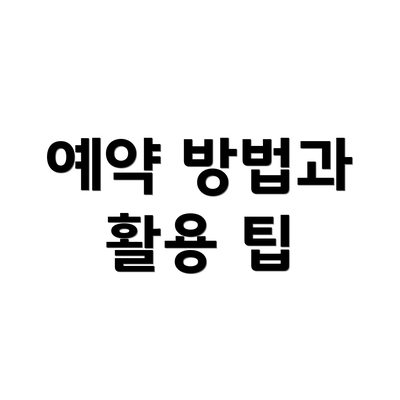 예약 방법과 활용 팁