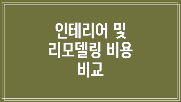 인테리어 및 리모델링 비용 비교