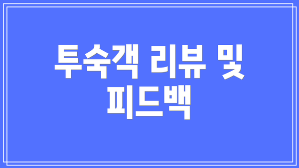 투숙객 리뷰 및 피드백