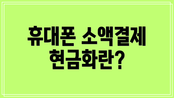 휴대폰 소액결제 현금화란?