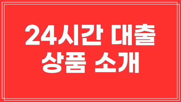 24시간 대출 상품 소개