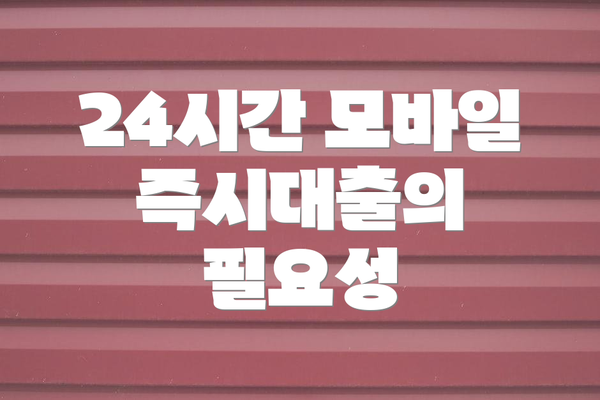 24시간 모바일 즉시대출의 필요성
